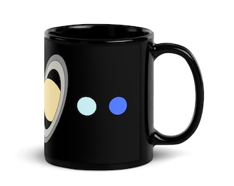 Taza de astronomía - planetas del sistema solar dibujados a escala, color verdadero