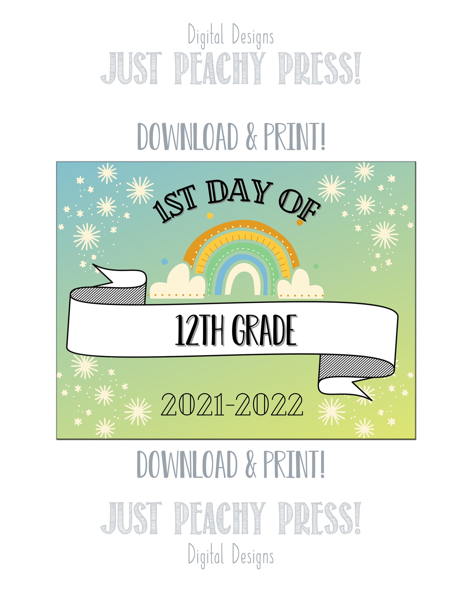 1st day of School Sign / First day of 12th Grade sign / School | Etsy
