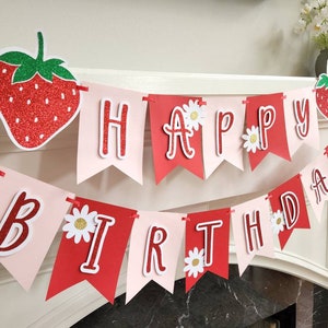 Berry first birthday banner, 1st birthday party, strawberry first birthday, Strawberry party decoration, daisy party theme