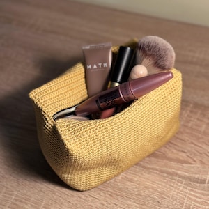 Gehäkelte Baumwolltasche Kosmetiktasche Muster | Make-Up Essentials Tasche DIY |  Beauty Bag Craft Projekt | Kulturbeutel | Digitaler PDF-Download