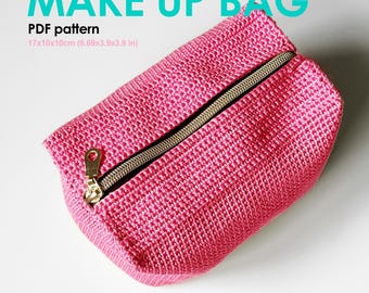 Crochet Pink Cotton Cosmetic Bag Pattern: DIY Beauty Bag (Digital PDF Download