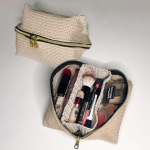 Patron de trousse à maquillage en coton au crochet ENG | Trousse de maquillage à faire soi-même |  Projet artisanal de trousse de beauté | Trousse de toilette | Téléchargement numérique PDF