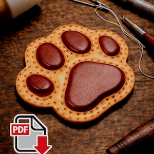 Coaster paw  Patterns Leather-Instant Download