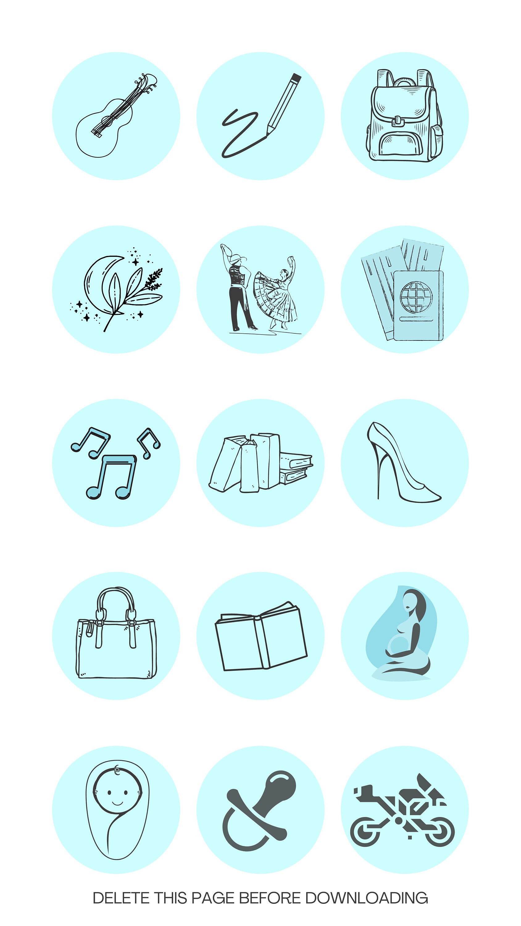 80 Pastel Blue Instagram Highlight Cover Icons Social Media Etsy