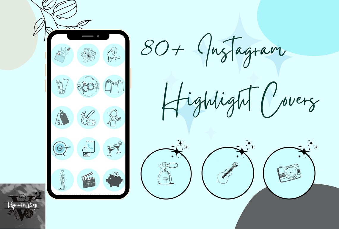 80 Pastel Blue Instagram Highlight Cover Icons Social Media Etsy