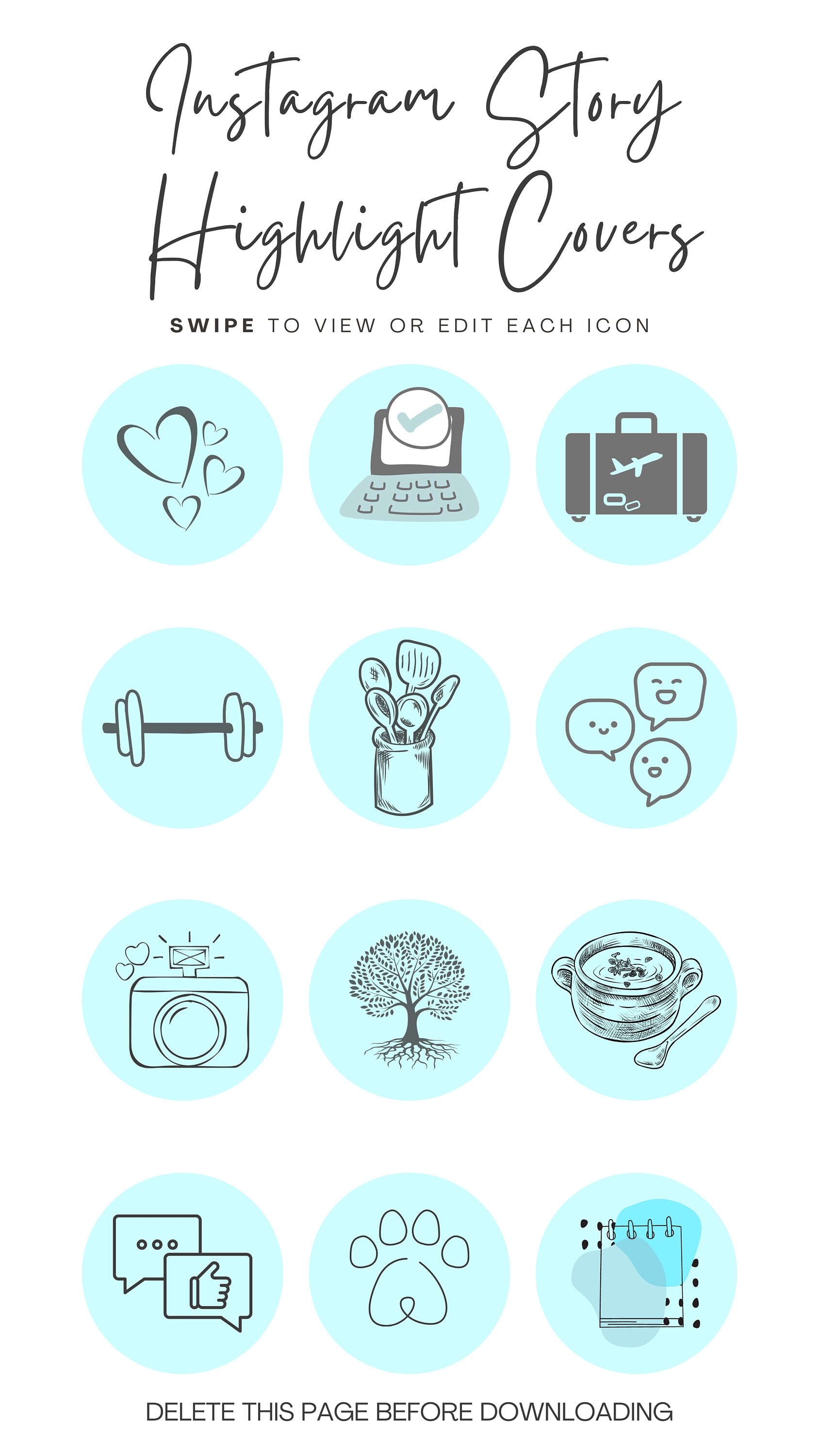 80 Pastel Blue Instagram Highlight Cover Icons Social Media Etsy