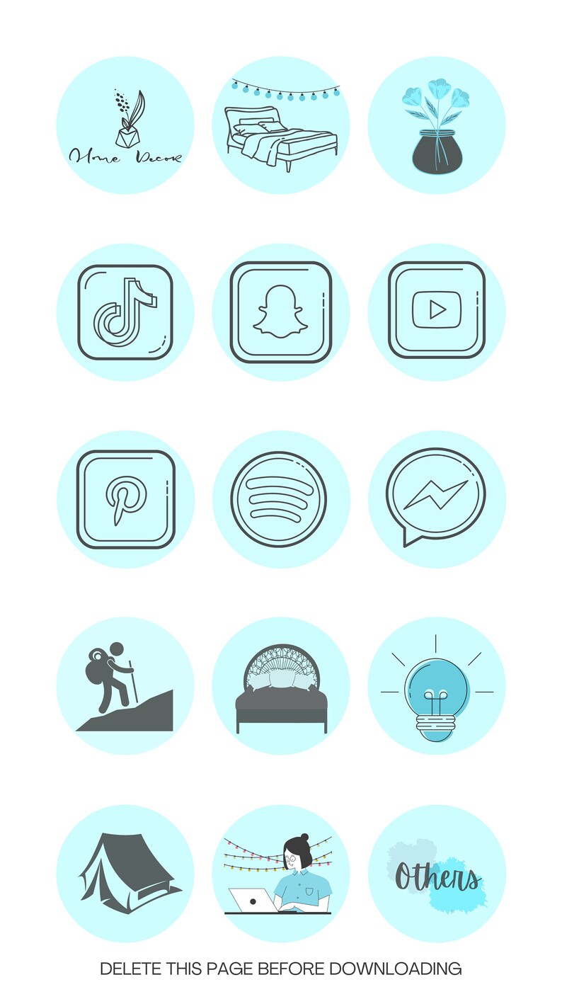 80 Pastel Blue Instagram Highlight Cover Icons Social Media Etsy