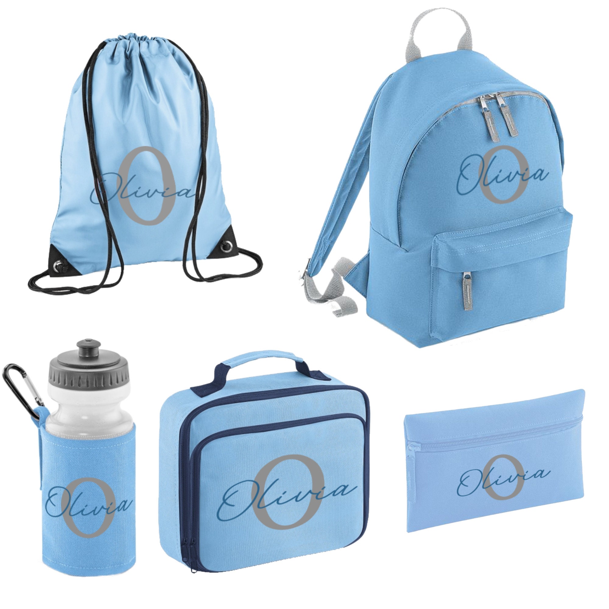 Back to School Set, Backpack, Lunch Bag, P.E. Bag, Water Bottle, Pencil