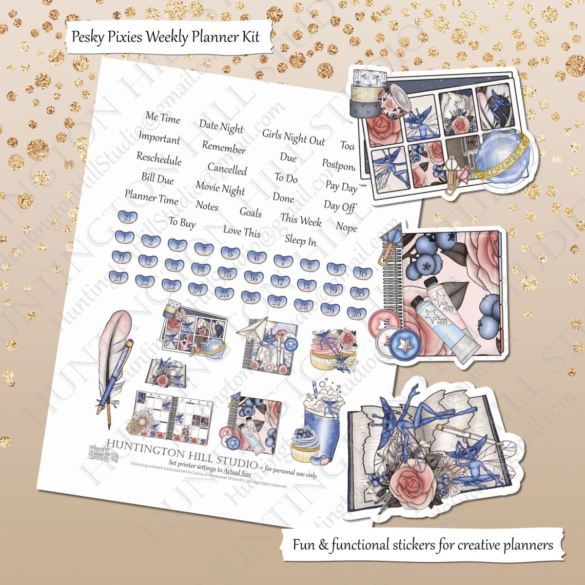 Printable Cornish Pixies Planner Stickers Weekly Sticker Kit | Etsy