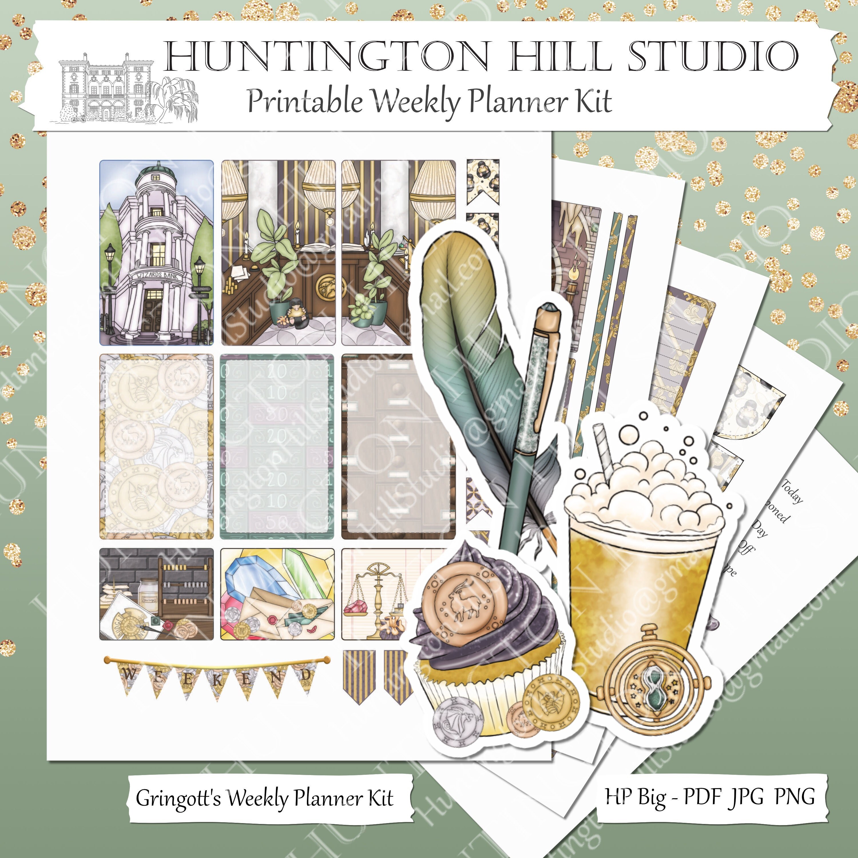 Printable Gringotts Planner Stickers, Weekly Stickers Kit, HP Big Kit ...
