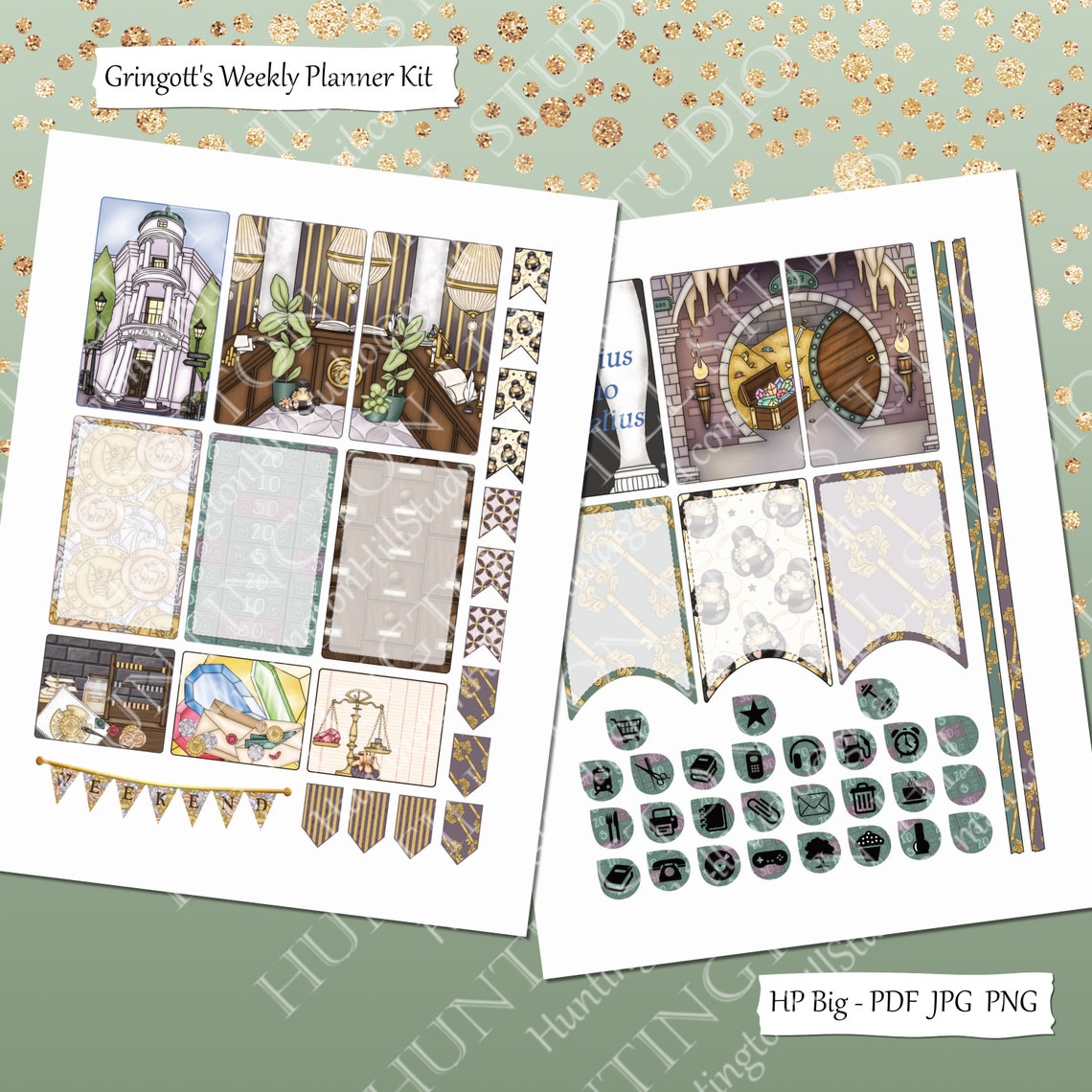Printable Gringotts Planner Stickers, Weekly Stickers Kit, HP Big Kit ...
