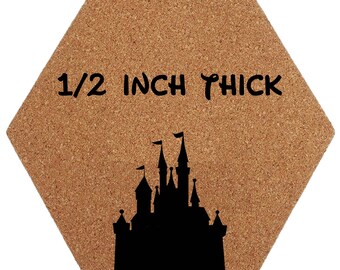 Disney Pin Board | Hexagon Cork Board, Custom Design (Set of 2) 1/2 Inch thick
