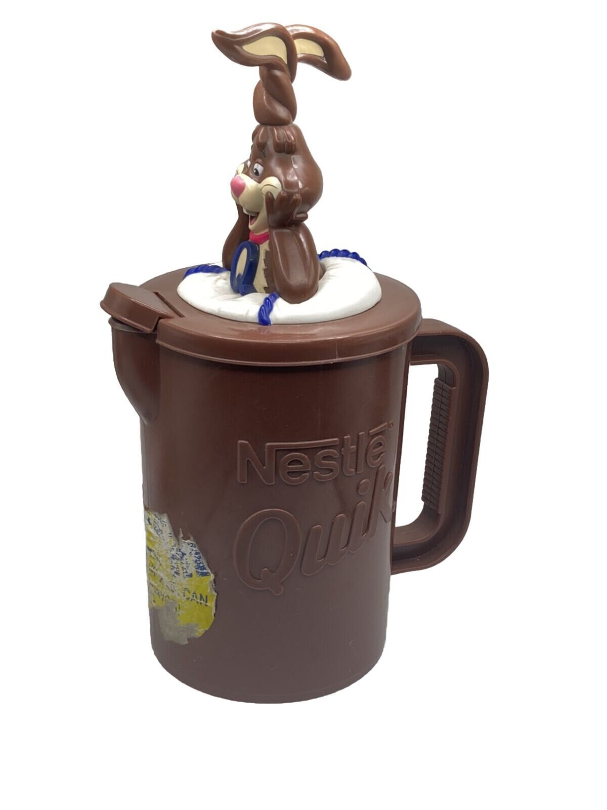 Nestle Quick VINTAGE Rabbit Mug Cup Bunny Brown 2 Handles Plastic Chocolate  Milk