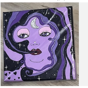 8x8 hand painted acrylic painting - Original Art on stretched canvas, Psychedelic, Fantasy, Pop Art - wall decor, Paint on Canvas