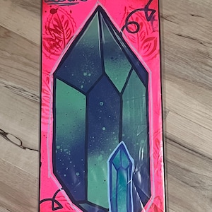Colorful crystals painting on canvas, 9x12 acrylics & spray paint, urban art, signed by street artist NSANE, hand painted original graffiti