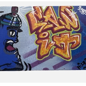 CAN IT Graffiti spray paint Art on canvas 4x6 -Original hand painted art w/ Graffiti lettering- Urban Street Art, signed by artist NiteOwl