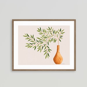 Olive Branch Watercolor Print: Mediterranean Art, Greek Island Decor