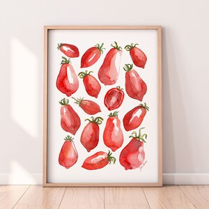 San Marzano Tomato Art Print: Italian Kitchen Watercolor