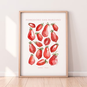 San Marzano Tomato Watercolor Art Print: Italian Kitchen Decor