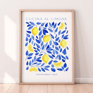 Citron Wall Art, Cucina Sign, Amalfi Home Decor, Italian Kitchen Decor, Citrus Wall Art, Italian Kitchen Sign, Blue and Yellow Art