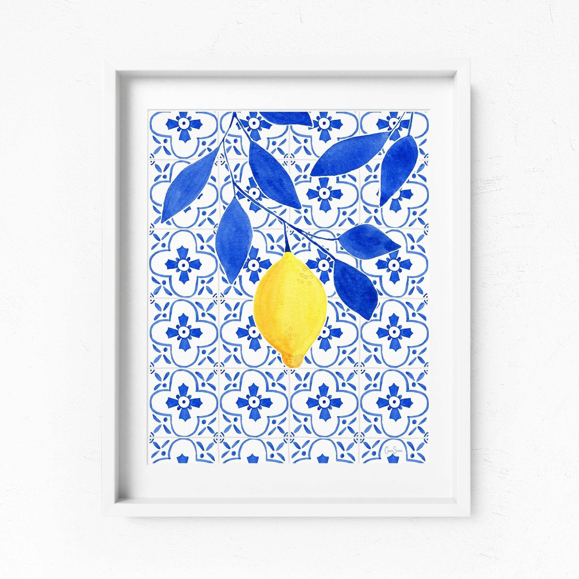 Amalfi Lemon Watercolor Print: Italian Tile Kitchen Art - Etsy