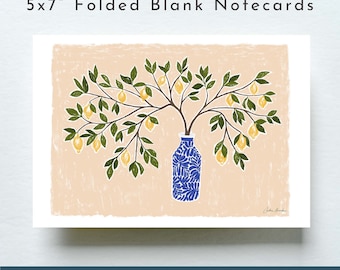 Italian Lemon Notecard Set: Fine Art Print, Blank Stationery (5x7")
