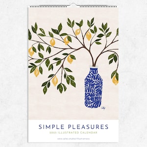 2025 Simple Pleasures Illustrated Calendar, Art Print Calendar, Large Wall Calendar, Art Calendar