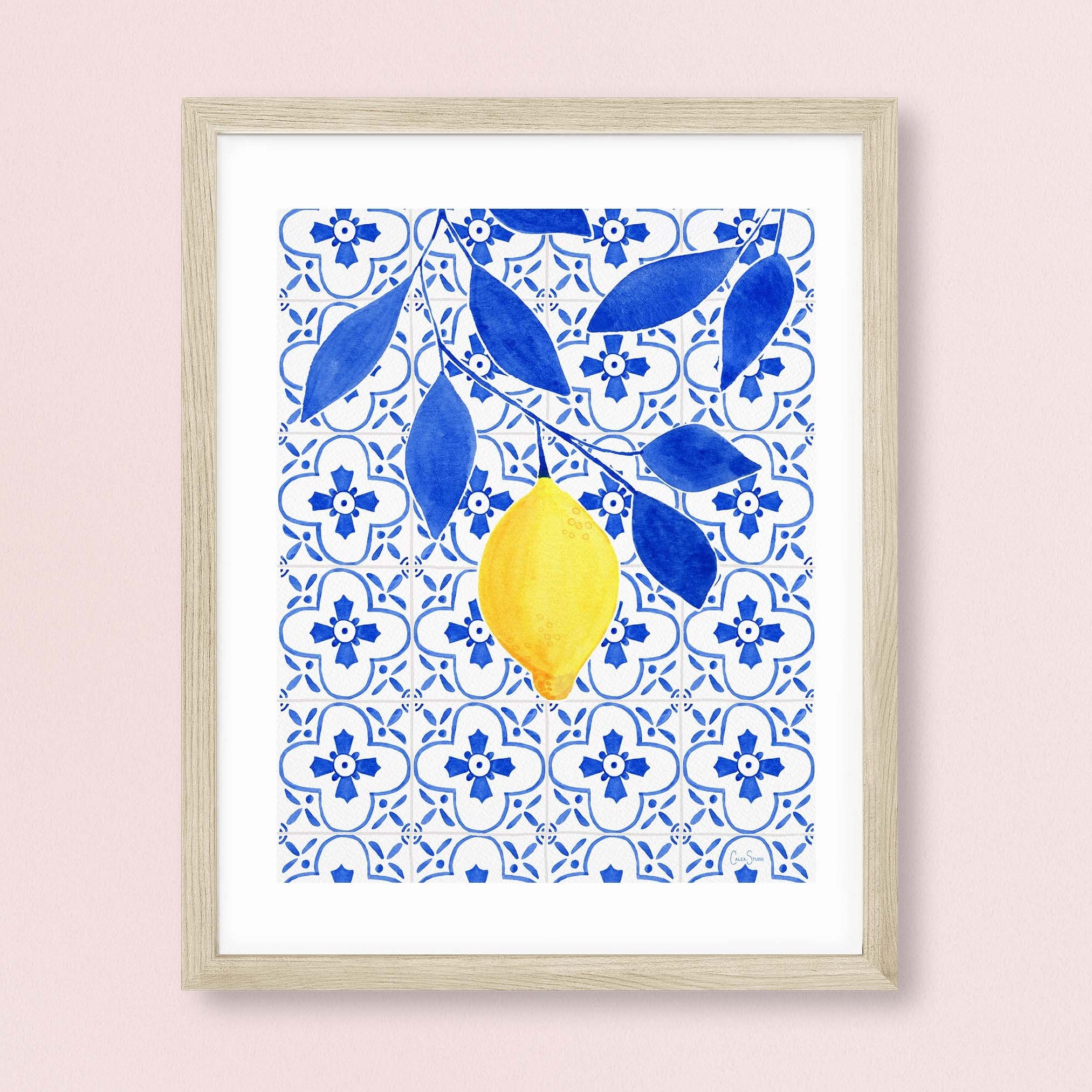 Amalfi Lemon Watercolor Print: Italian Tile Kitchen Art - Etsy