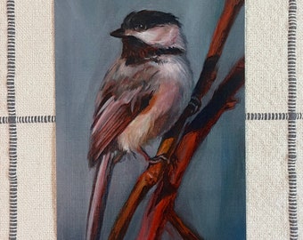 Chickadee Oil Painting Print