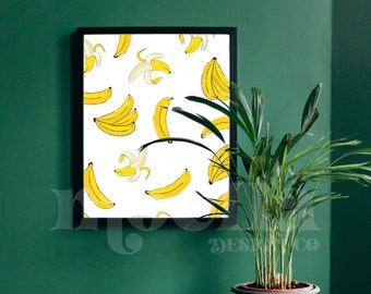 Impresión digital de patrón de plátano / Descarga de ilustraciones digitales de patrones de frutas