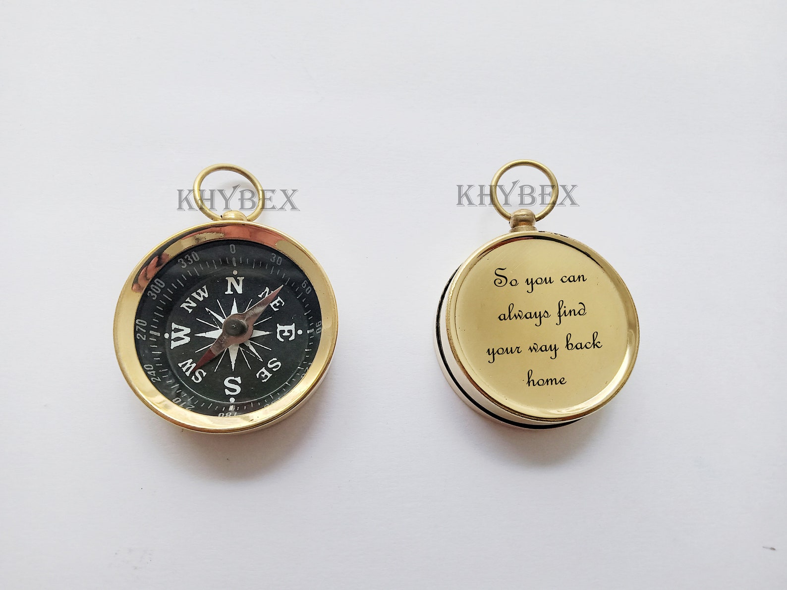 Personalized Compass Keychain Engraved Brass Keyring Etsy