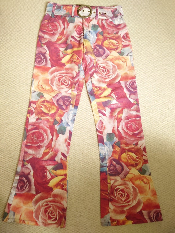 Very Rare Early 1990's Modzart Rose Print Trousers - image 1