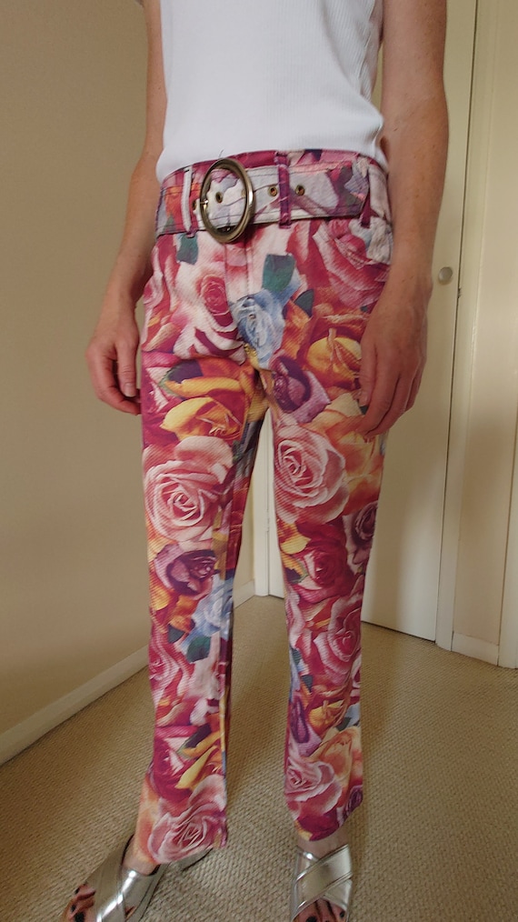 Very Rare Early 1990's Modzart Rose Print Trousers - image 2