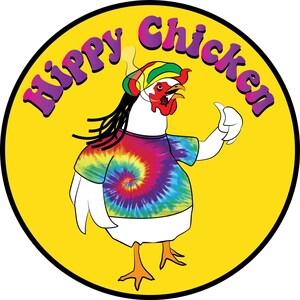"Hippie Hippie ""Huhn"" Illustration - Tye Dye - Cannabis Sneaker rauchend."