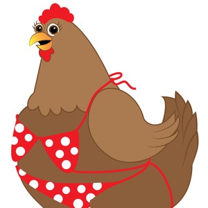 Poulets chikini en binkini, poulet en maillot de bain à pois, animal en maillot de bain, poulet art, clipart animaux