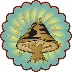 Cogumelo Marrom Terra Arte-Imagem para Adesivo-Ícone- Decalque