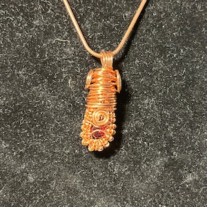 Garnet Crystal Necklace, Copper Chain 22 inches long