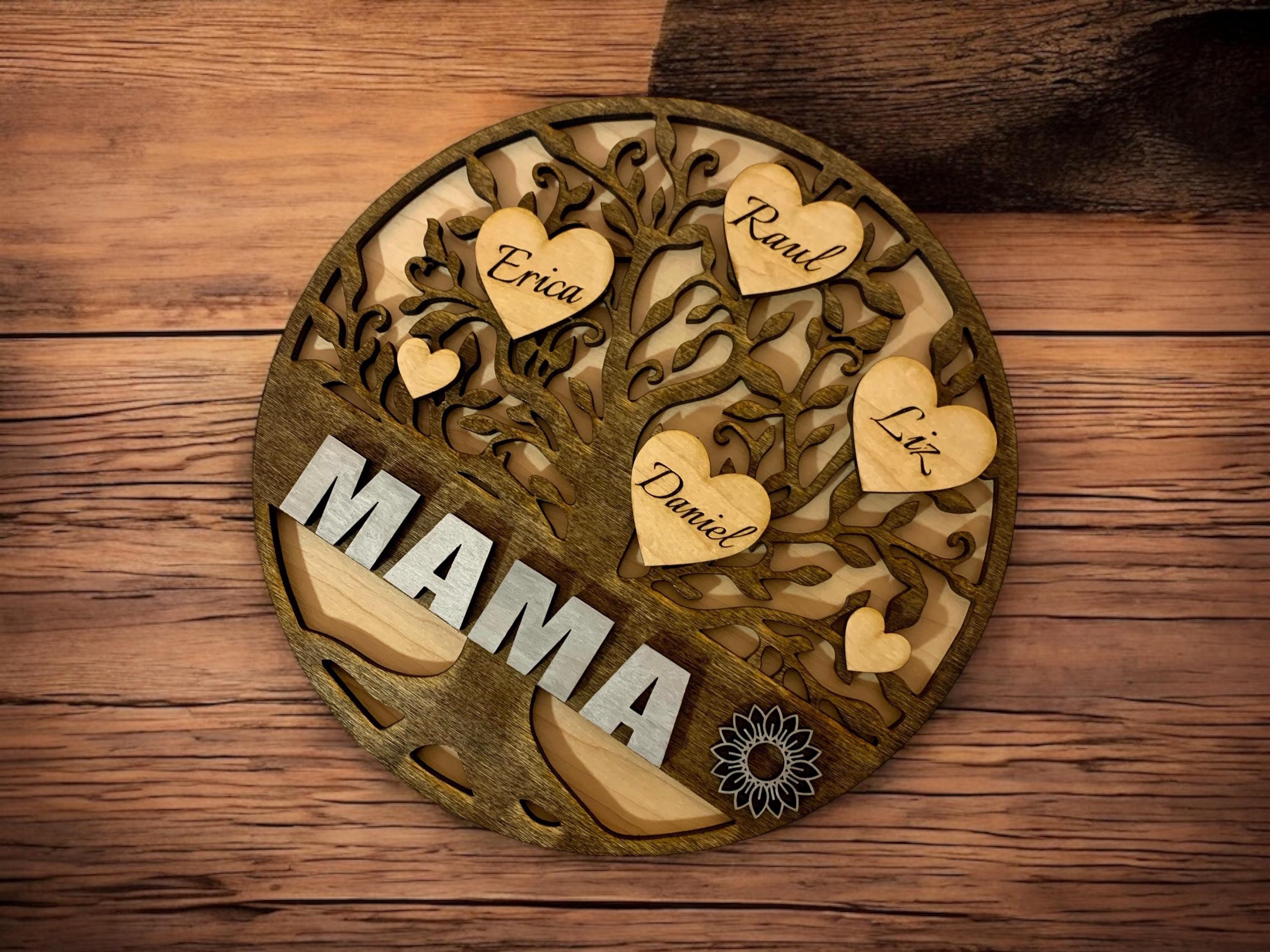 Personalized Wooden Family Tree Sign • Custom Engraved Hearts Plaque - Etsy