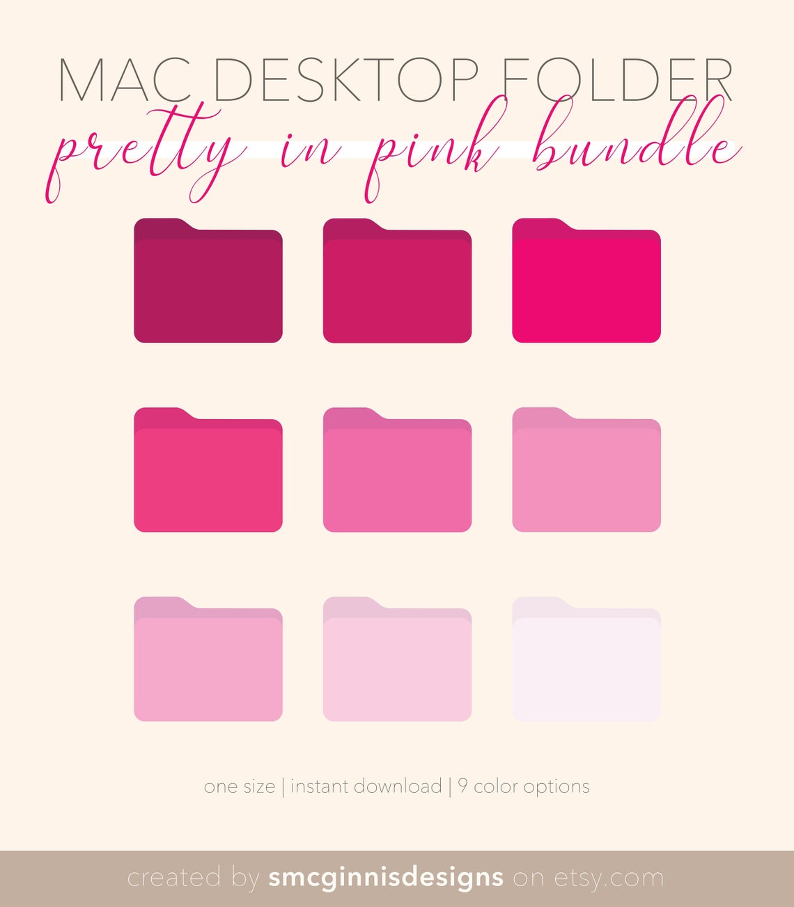 Pink Desktop Folder Icons Icons for Mac Digital Download | Etsy