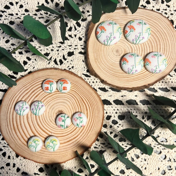 Fabric Stud Earrings Etsy