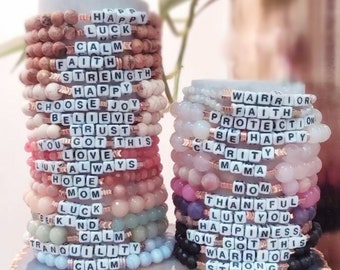 Custom name Bracelets, create your own word bracelets, affirmation bracelets, letter bracelets, Beach Bracelet, gift ideas for her