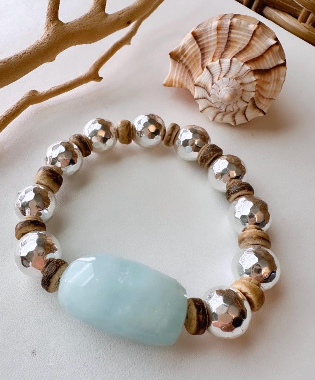 EXTENDS - AQUAMARINE PEARL PURPOSE 6MM GEM BRACELET