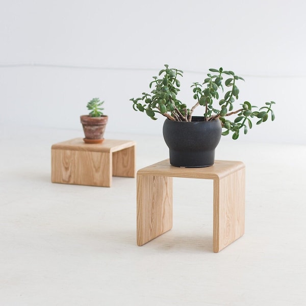 Plantie | Plant stand | Ash Wood Pot Holder | Minimalist Living Room Home Decor | Scandinavian Design Riser | Simple Stylish Contemporary