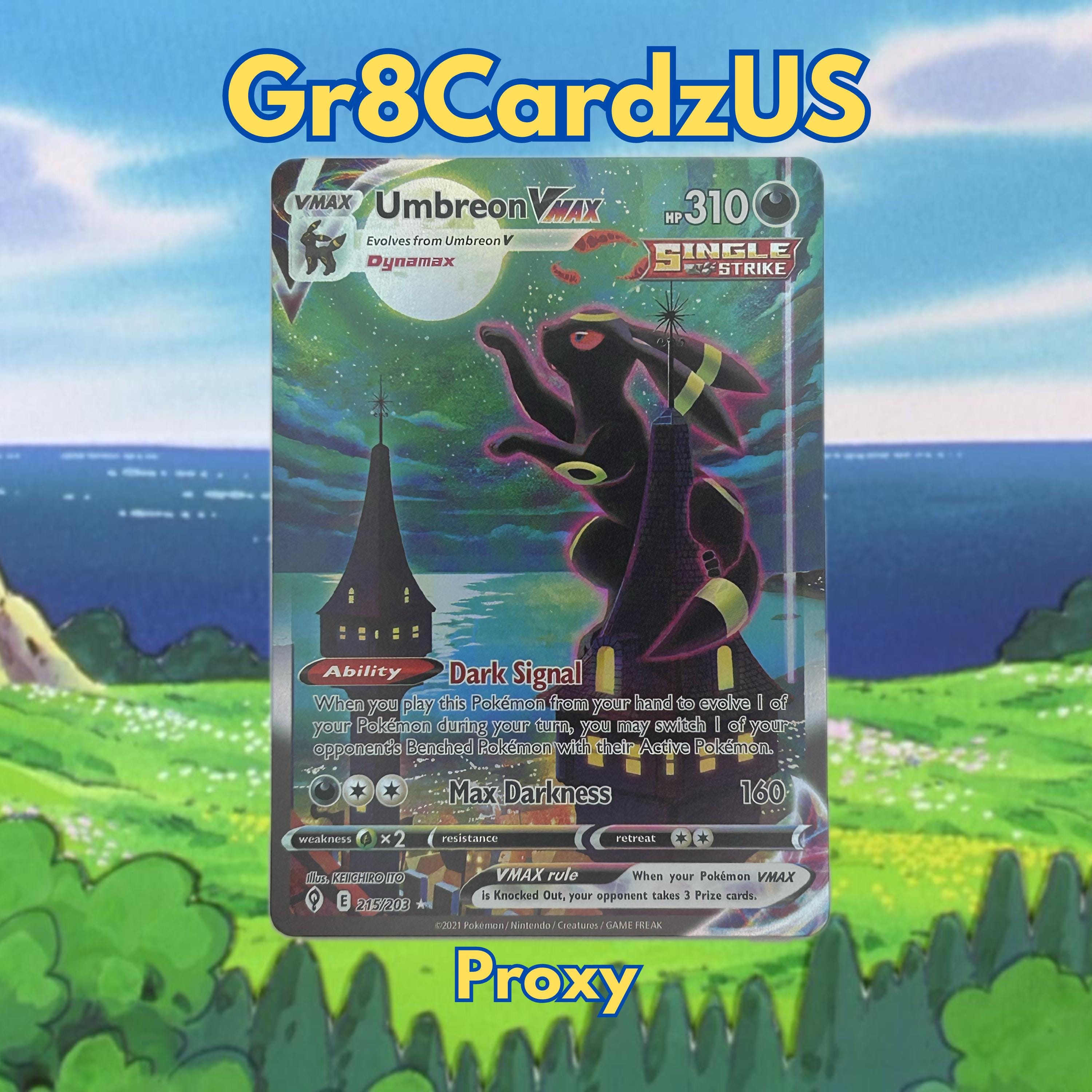 pokemon tcg evolving skies 095 203 umbreon vmax card Umbreon Vmax - Umbreon Evolving Skies - Umbreon 215/203 - Moonbreon -  Custom Pokemon Card - Proxy Card - Holographic Pokemon Card