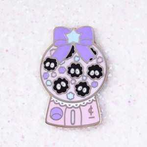 Cute anime gum ball machine dust bunnies enamel pin