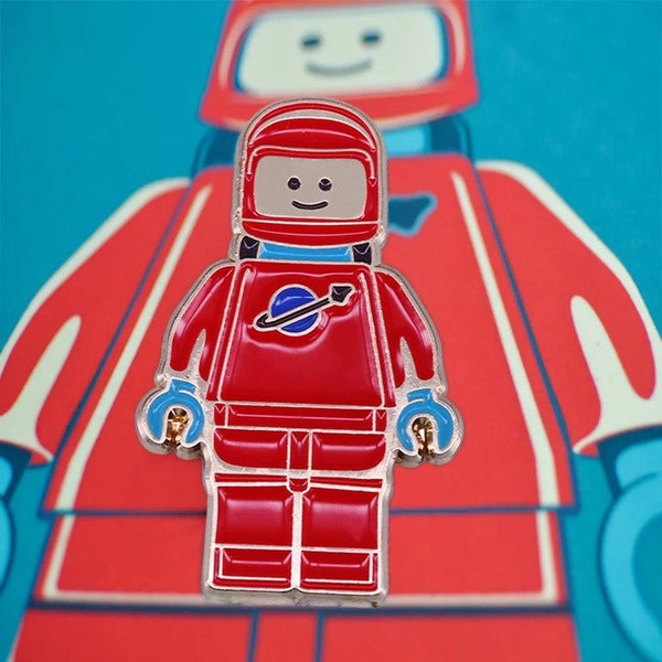 Space robot enamel pin