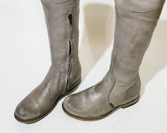 leather gray boots