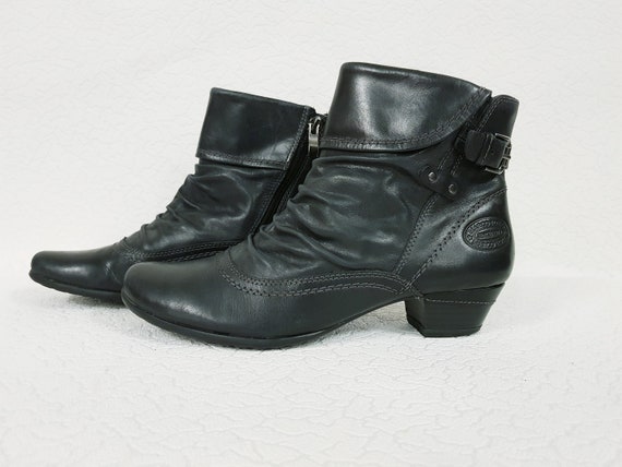 Marco Tozzi Design Leather Boots Luxury, Women's Half Boots Cowboy Kickback Leather Boots Size EU 40 US 9, UK 7 Made in Germany