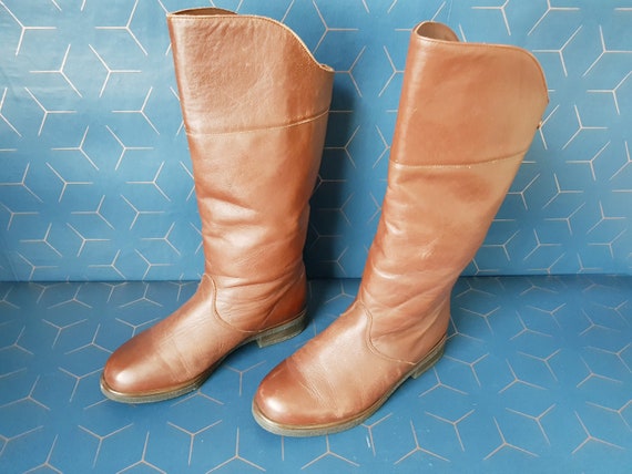 flat cognac boots
