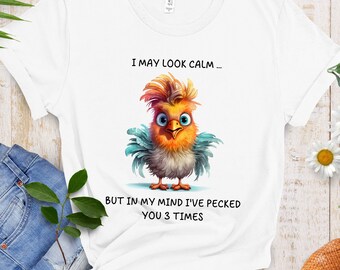 Hilarische kip grafische zachte stijl tshirt, grappige dieren tee, humoristische kip minnaar cadeau, grappig citaat kip shirt, gekke kip tee
